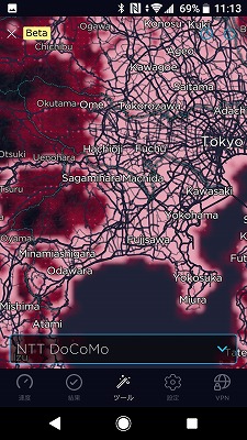 カバレッジマップ 表示