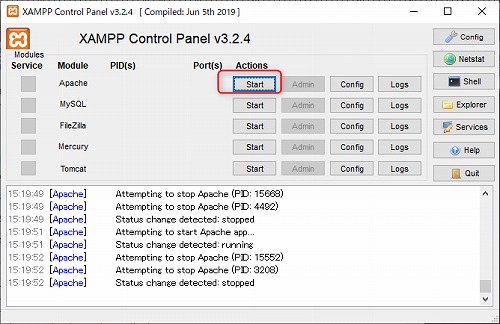 XAMPP Control Panel